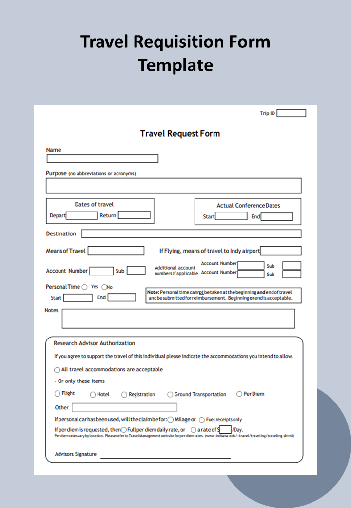 travel requisition form for employees india